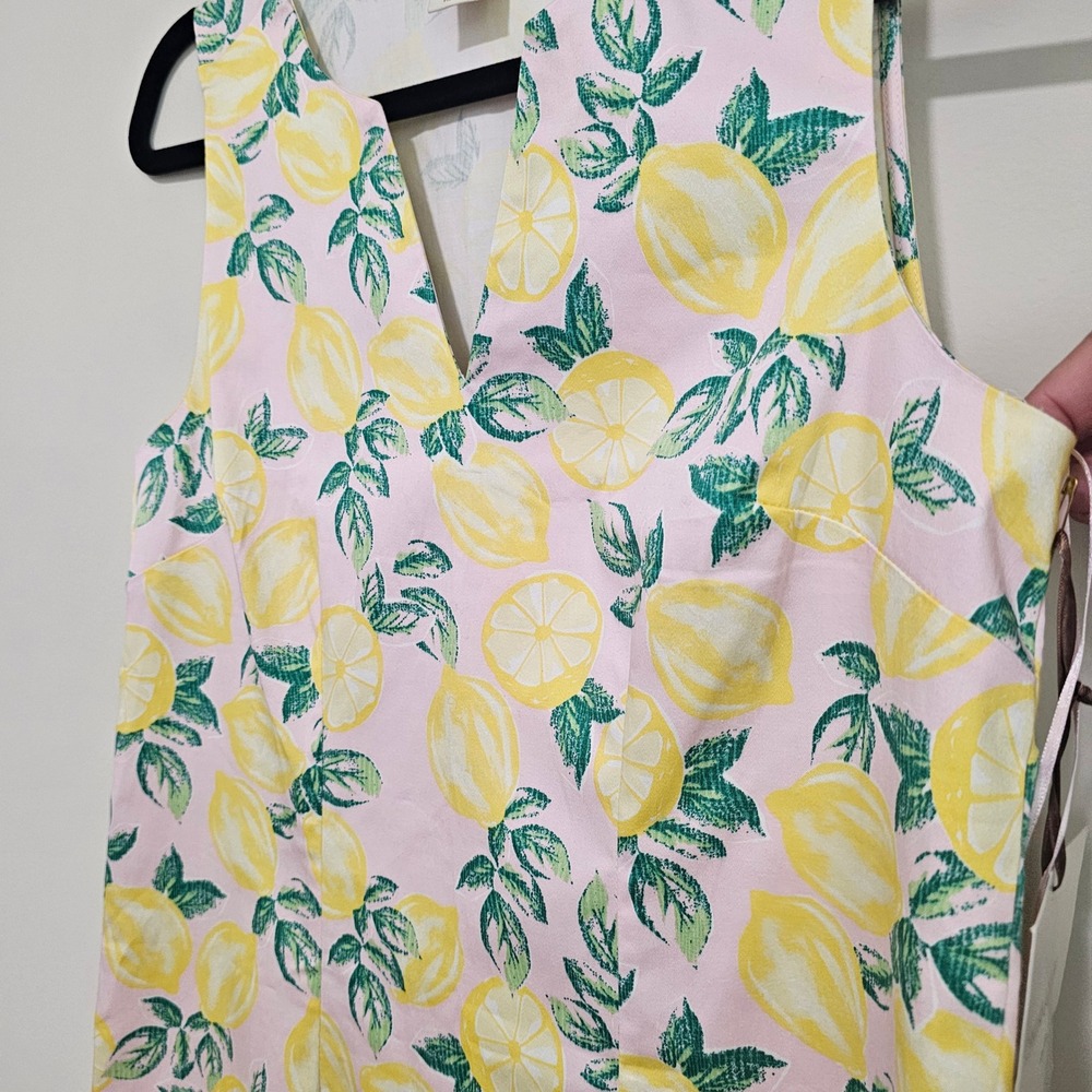 Cynthia Rowley Lemon Print Sleeveless Shift Dress 6 Pink Yellow Euro Summer NWT - Picture 4 of 8